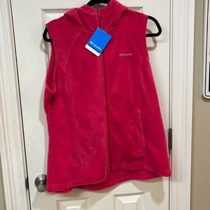 NWT large Columbia benton springs pink fleece hooded vest